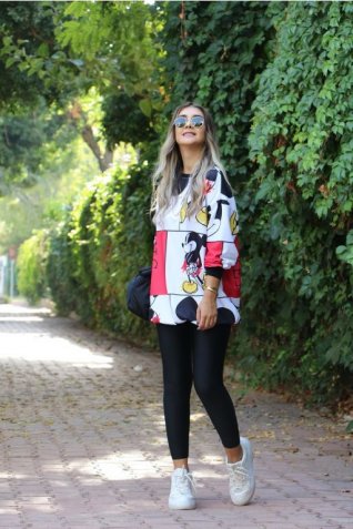 Mickey Yazı Detay Sweat