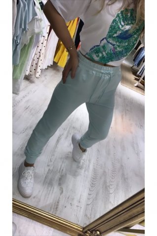 Mint Beli Lastikli Eşofman Altı