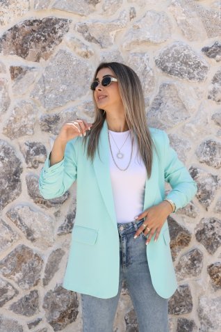 Mint Kol Büzgü Detay Blazer