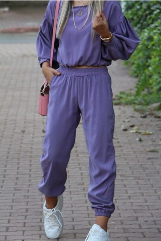 Mor Karpuz Kol Eşofman Takımı