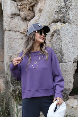 Mor Scuba Yırtmaçlı Sweat
