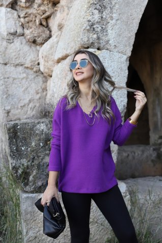 Mor Yarasa Model Yumoş Bluz