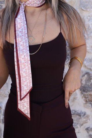 Mürdüm Lastikli Uzun Crop Top