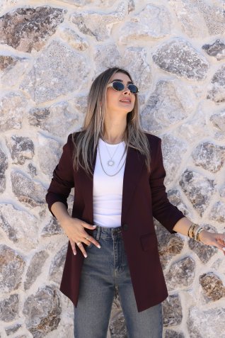 Mürdüm Tek Düğme Blazer