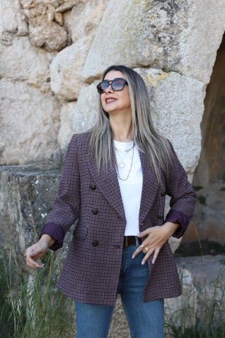 Mürdüm Üç Düğmeli Kazayağı Blazer