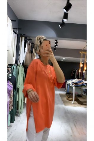 Nar Çiçeği Duble Kol Boyfriend Tshirt