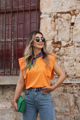 Orange Aller Detay Tshirt