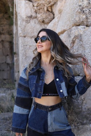 Patchwork Jean Crop Gömlek Ceket