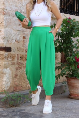 Yeşil Bombe Cep Detay Pantalon
