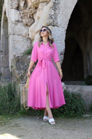 Pembe Gömlek Elbise