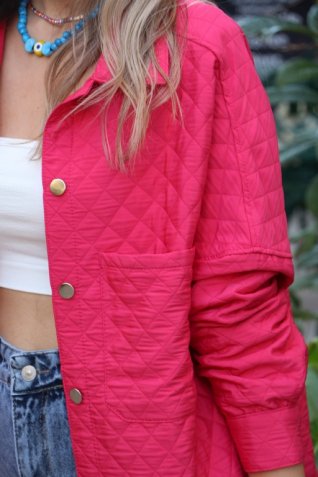 Pembe Kapitone Ceket