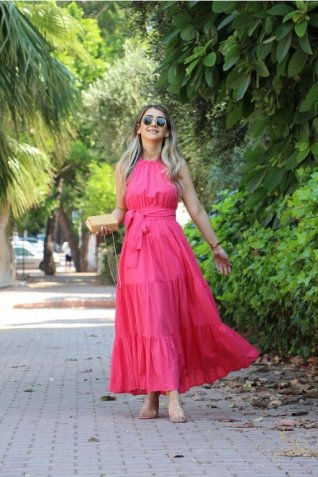 Pembe Reglan Kol Kat Kat Elbise