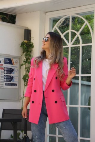 Pembe Üç Düğme Blazer