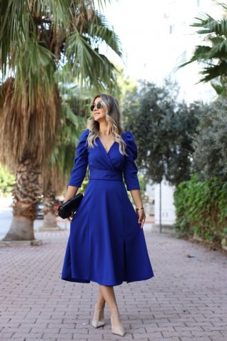Saks Kemer Detay Kruvaze Elbise