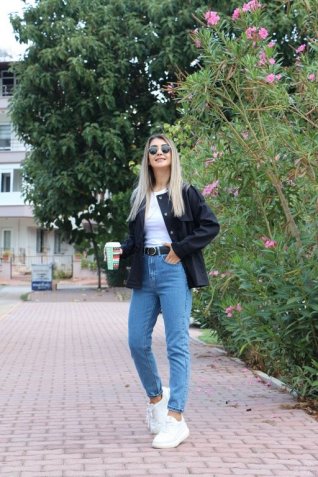 Siyah Beli Büzgülü Trenç