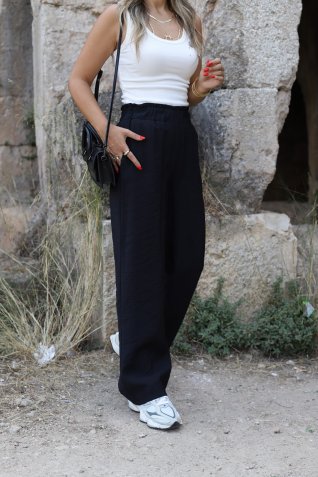 Siyah Beli Lastikli Tensel Palazzo