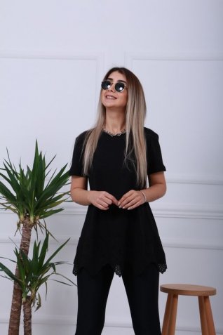 Siyah Fisto Detay Tshirt