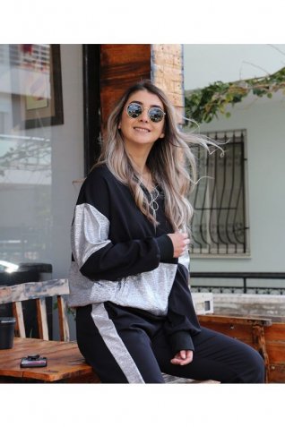 Siyah Gri Blok Detay Takım