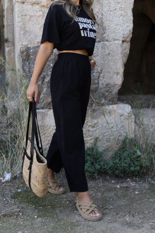 Siyah Ham Gabardin Pantolon