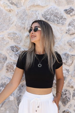 Siyah Modal Crop Top