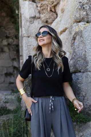 Siyah Orjin Marka Yaka Detay Tshirt