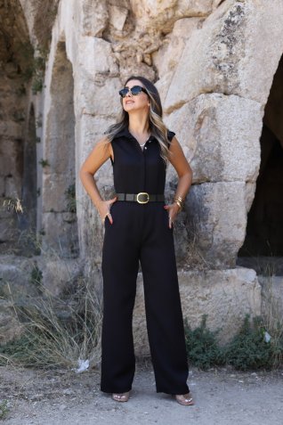 Siyah Polo Yaka Kemerli Tulum