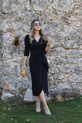 Siyah Puantiyeli Elbise