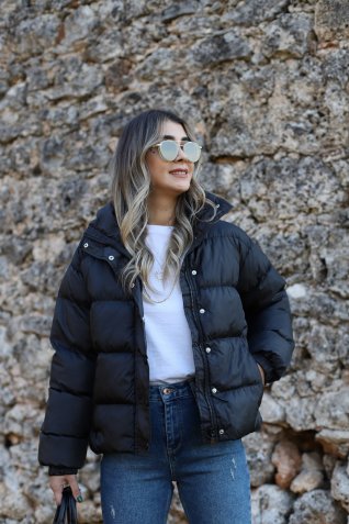 Siyah Şişme Mont