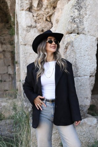 Siyah Süet Oversize Ceket