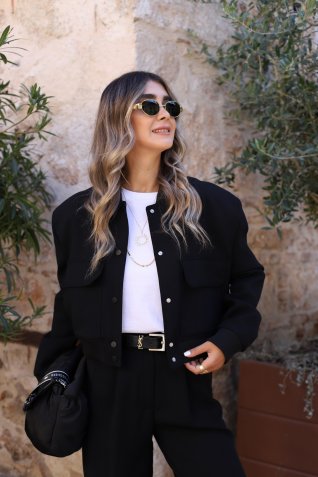 Siyah Torba Cep Bomber Ceket