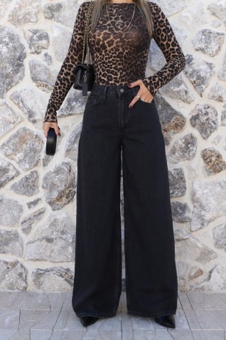 Siyah Ultra Wide Palazzo Jean