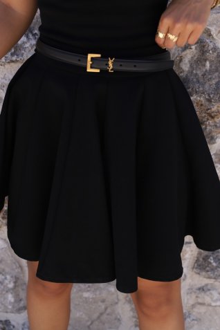 Siyah Volanlı Crep Etek