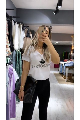 Swarovski V Yaka Tshirt