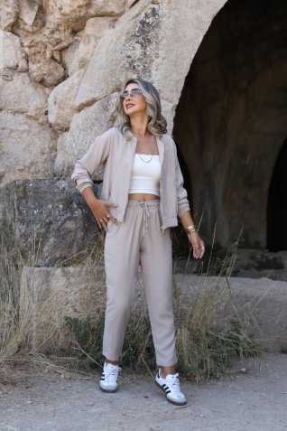 Taş Fermuarlı Ceket Pantolon Takım