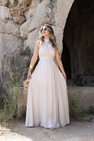 Taş Halter Yaka Elbise