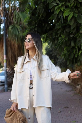 Taş İşleme Gabardin Ceket
