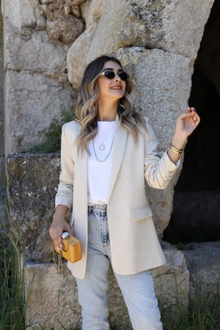 Taş Keten Kol Büzgü Detay Blazer