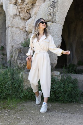 Taş Renk Gabardin Tulum