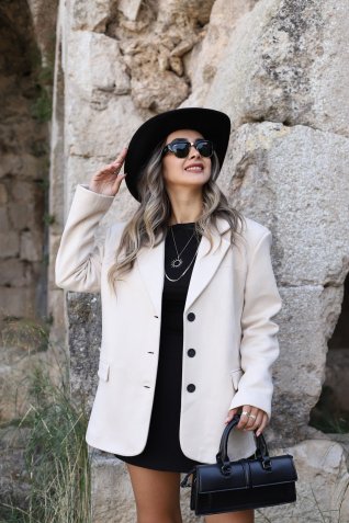 Taş Süet Oversize Ceket