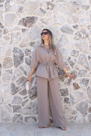 Vizon Kısa Kollu Üst Standart Beli Büzgülü Takım