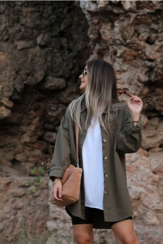 Yeşil Oversize Ceket Gömlek